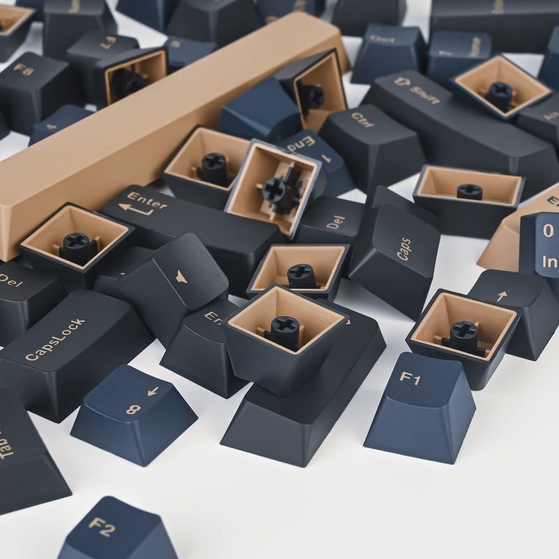 Blue Samurai PBT Custom keycaps ，135 Keys OEM Profile Double-Shot Key Cap Set for Cherry/Gateron MX switches 60 Percent / 64 /GK61 Gaming Mechanical Keyboard Blue Samurai