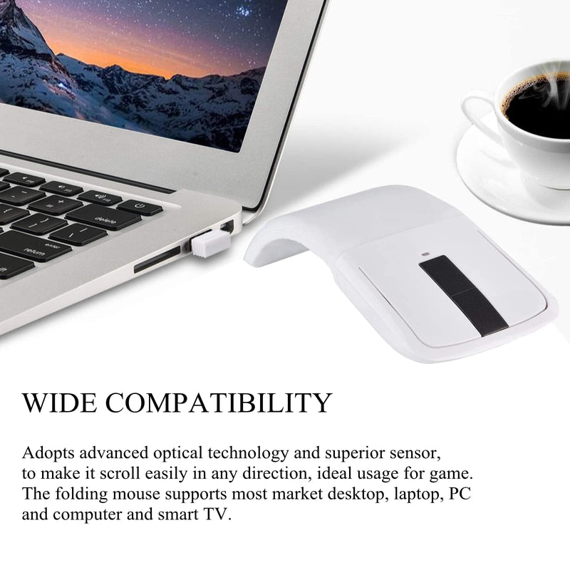 143 Wireless Mouse Folding Mouse Touch Mouse USB Mouse for Microsoft Mouse, Photoelectricity + Touch Scroll, Arc Mouse Mice with USB Receiver for PC/Laptop/MacBook/Smart TV(White)