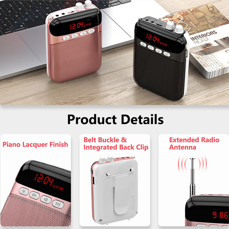 Portable Voice Amplifier for Teachers,2400mAh Personal Amplifier Headset for Speaking Rechargeable PA System Microphone for Teachers/Training/Meeting/Tour Guide/Yoga/Classroom(Rose)