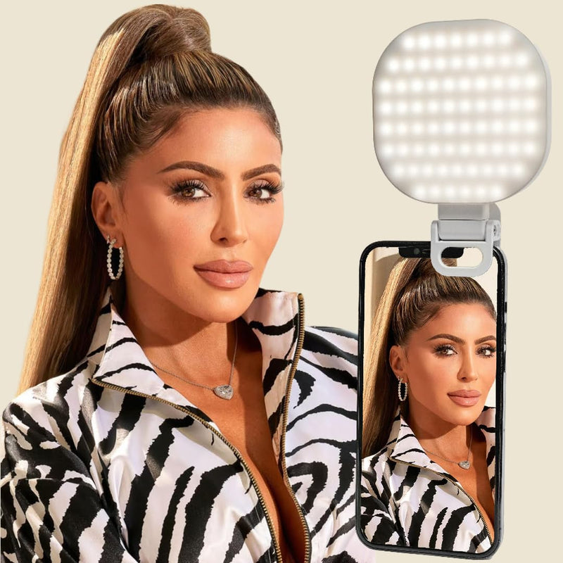 Larsa Pippen - The Larsa Light - LED Selfie Light with Clip & Glass Mirror - Rechargeable Selfie Light for Phone or Camera - 142 LEDs-Adjustable Brightness - Ideal for Makeup, TikTok, Content Creators