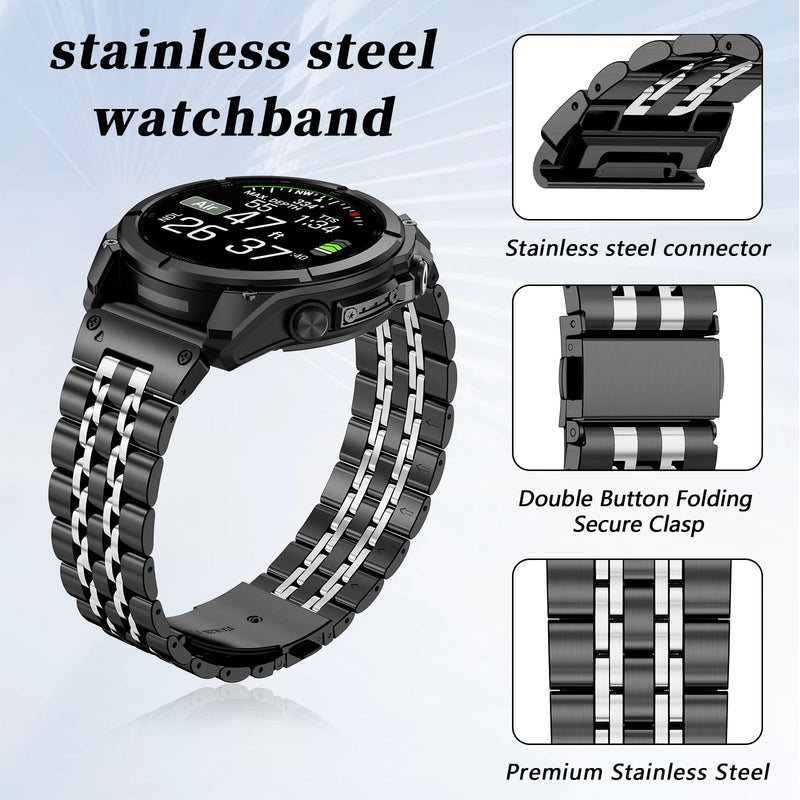 26mm Quickfit Metal Watch Band Compatible with Garmin Fenix 8/tactix 8 AMOLED-51mm/Fenix 7X pro/7X/6X Pro/6X/5X Plus/5X/3 HR/3,Stainless Steel Strap for quatix 8/epix Pro 51mm/Enduro 3 2/tactix 7 Pro black silver