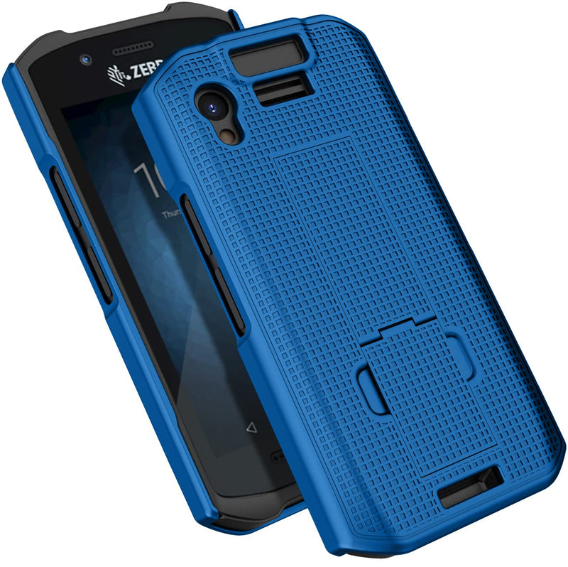 [AUSTRALIA] - Case with Clip for Zebra TC21 TC26 Mobile Computer Scanner, Nakedcellphone Slim Hard Shell Cover with Kickstand and [Rotating/Ratchet] Belt Hip Holster Combo - Cobalt Blue 