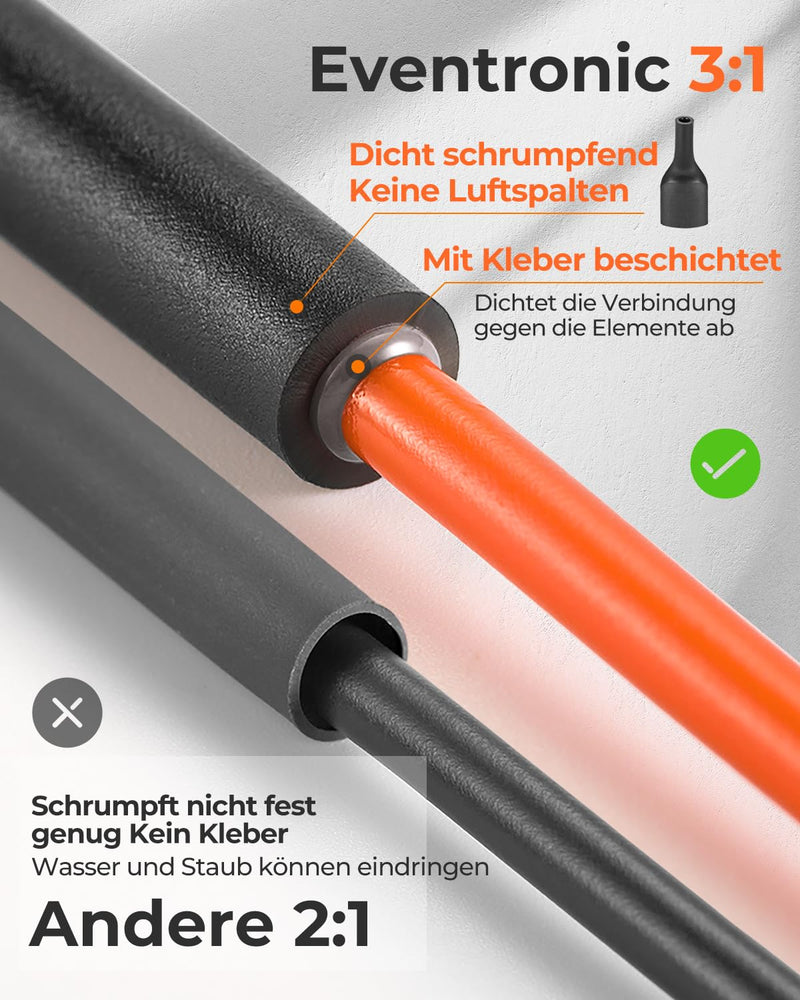 Eventronic 400-Piece Heat Shrink Tube Set, 3:1 Shrinkage, IP65 Waterproof Heat Shrink Tube with Adhesive, Total 40.5 m, Ideal for Electrical Insulation and Wire Connectors, Never Fade 400 Stück, 45mm