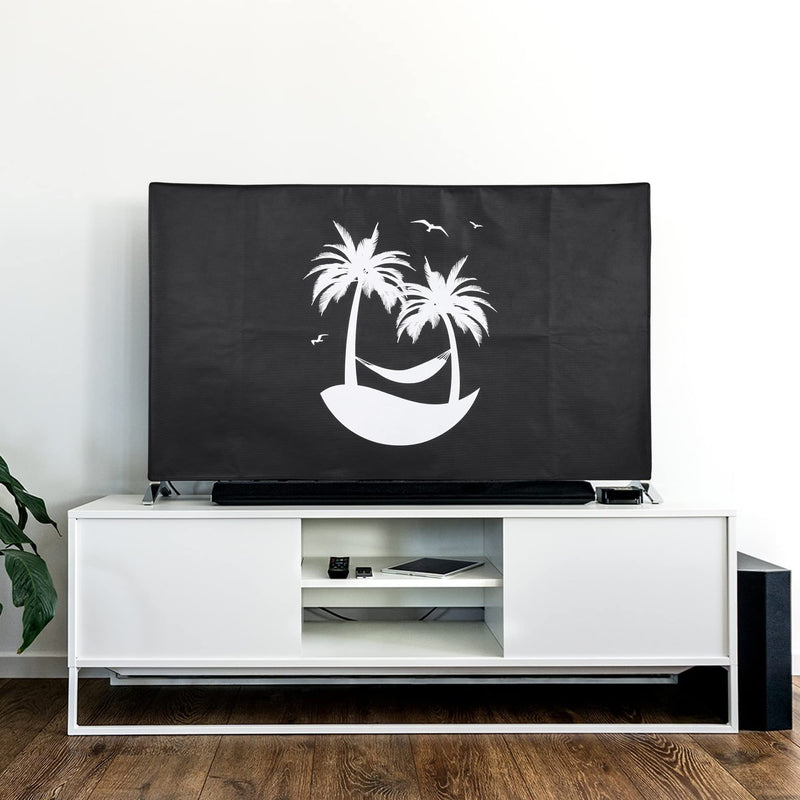 kwmobile Dust Cover for 55" TV - Flat Screen TV Protector - Tropical Island White/Black Tropical Island 02-01