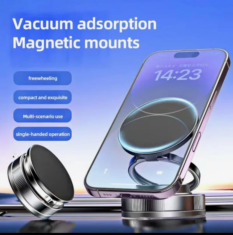 360° Adjustable Vacuum Magnetic Phone Holder, Suction Cup Phone Mount for Magsafe, Portable Cell Phone Holder for Car, Makeup/Gym/Mirror, Fit for All iPhones.
