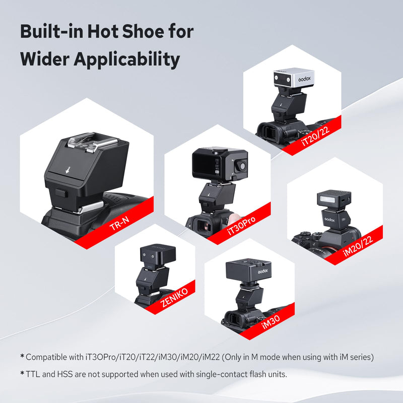 [AUSTRALIA] - Godox TR-N TTL Hot Shoe Riser for Nikon, with 6 Adjustment Levels (0-90°) TTL Function HotShoe Extender Mount Adapter for Godox TTL Mini Flash iT20 iT30Pro 