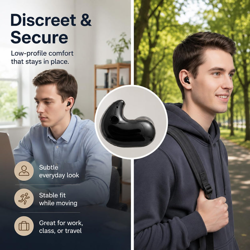 Invisible Sleep Wireless Earphone,Lightweight,Long Battery Life (black) | Ipx5 Waterproof Earbuds, Bluetooth 5.3, Painless Sleeping Earphones for Sensitive Sleeper Black