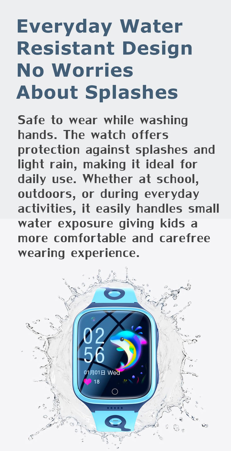 TEZILON 4G GPS Smart Watch Waterproof Phone Video Call SOS Emergency Alarm Voice Message Camera GPS Tracker Watch Real-Time Tracking Geo-Fence Touch Screen Pedometer Anti-Lost Gift Pink
