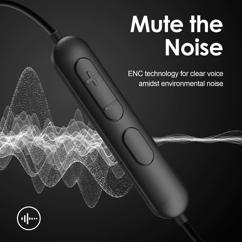 Rythflo Bluetooth Headphones, 150H Playtime Wireless Bluetooth Earbuds w/Mic in-Ear Magnetic Neckband Earphone, IPX7 Sweatproof Deep Bass Headset for Home, Traveling, Outdoor, Business Trips Black