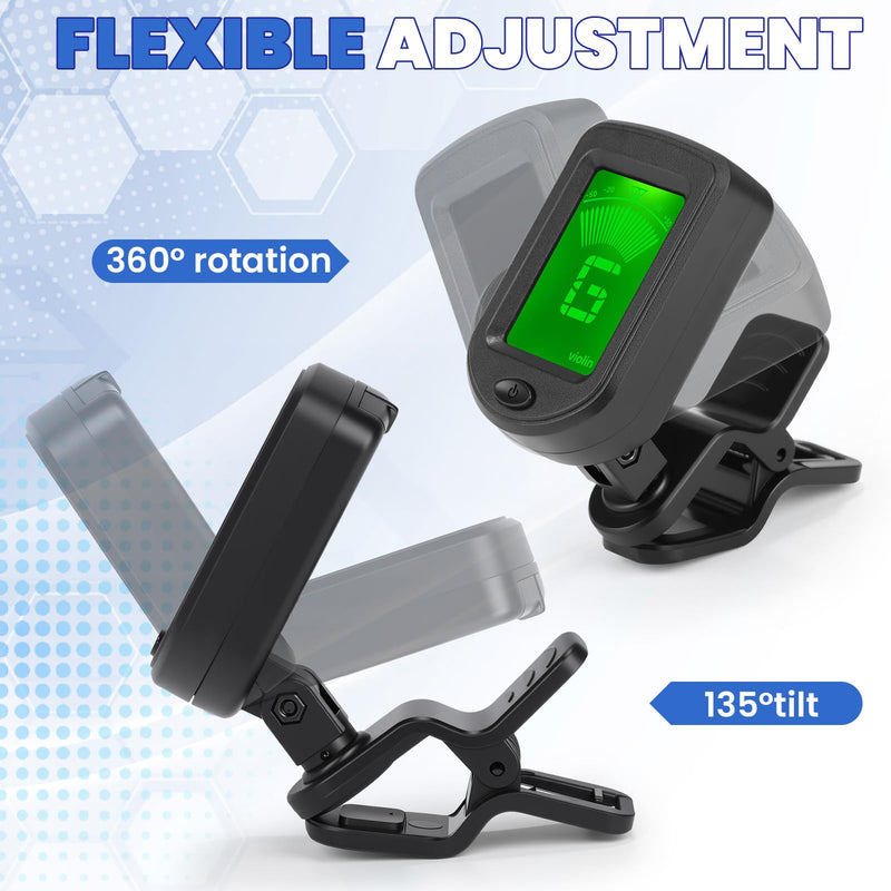 Boao 10 Pcs Guitar Tuner, Clip on Tuner with Chromatic Modes, Digital Electronic Clear LCD Display, 360 Degree Rotation for Acoustic/electric Guitar, Ukulele, Bass, Violin, Banjo, Mandolin