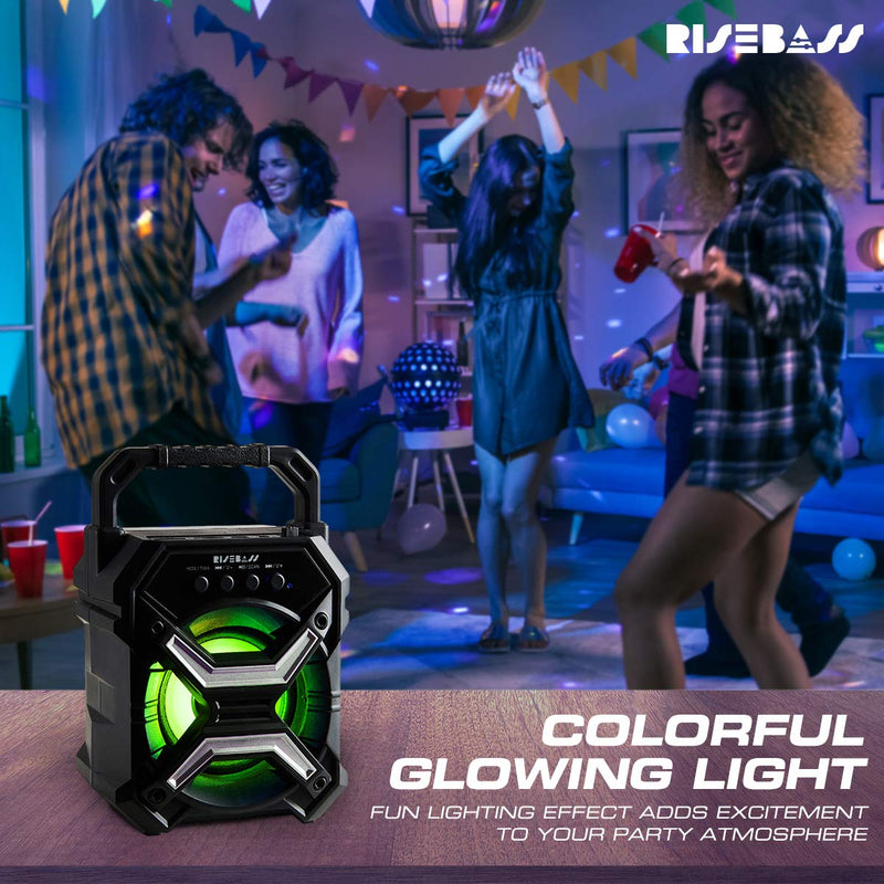 Portable Wireless Bluetooth Speaker for iPhone, Android, iPod and More - Rechargeable Bluetooth Speaker for Kids & Adults - Mini Speaker with Party Lights, for Hiking, Camping, Picnic and Boating Pack of 1 Red