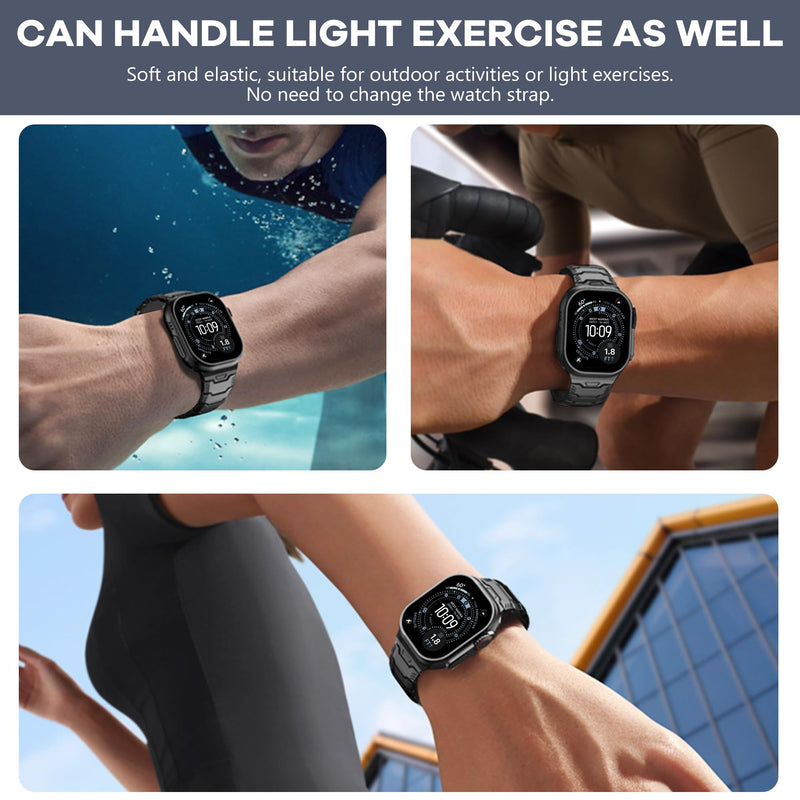 Titanium Watch Band Compatible with Apple Watch Ultra 3/2/1 (49mm) & Series 11/10 46mm 45mm 44mm 42mm SE 3/2/1 9 8 7 6 5 4, Lightweight Military-Grade Durable Metal Strap,Premium Color Match for Men Black&Black