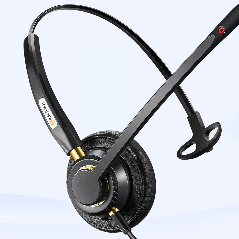 [AUSTRALIA] - Arama RJ9 Telephone Headset with Microphone Noise Cancelling,Office Phone Headset Compatible with Polycom VVX411 VVX311 VVX410 Plantronics S12 Mitel 5220 NEC Aastra Landline Deskphones 