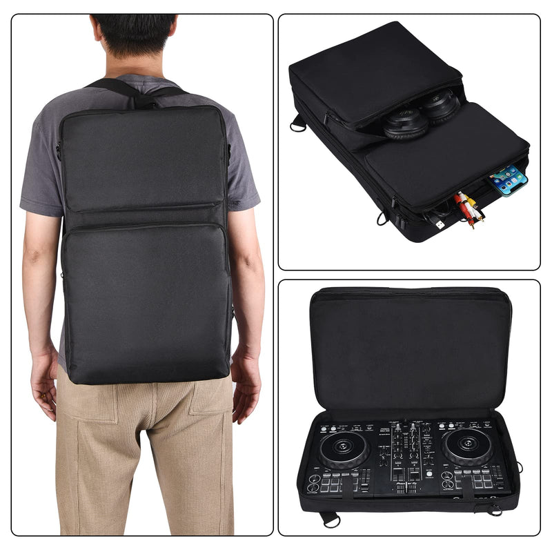 Travel DJ Controller Bag for Pioneer DDJ-200, DDJ-FLX4, DDJ-400, DDJ-SB3 & Roland DJ-202 - Protective Case with Zippered Accessory Pocket & Detachable Shoulder Strap (2937), Black