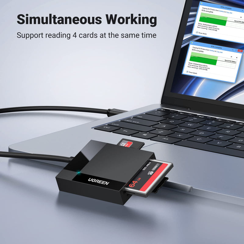 UGREEN SD Card Reader 4 in 1 Multi USB 3.0 Micro SD Memory Card Adapter for External Camera Photo SD SDXC SDHC TF MicroSD Micro SDXC Micro SDHC MS CF Compact Flash UHS-I Cards for PC Computer Mac
