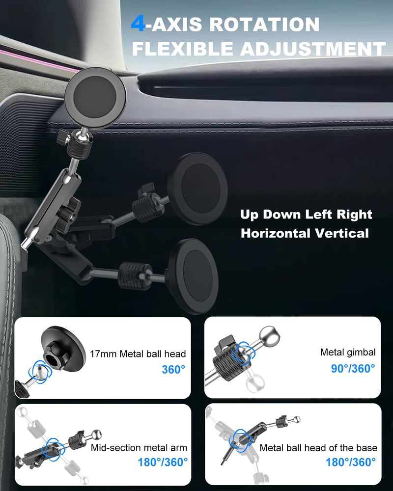 Magnetic Door Phone Holder for Tesla Model Y/3/Juniper/Highland 2021-2026, 【OEM-Style & Strong Magnet】 All-Metal Tesla Mount for iPhone 17/16/15/14/13/12, Tesla Accessories You Need in 2026