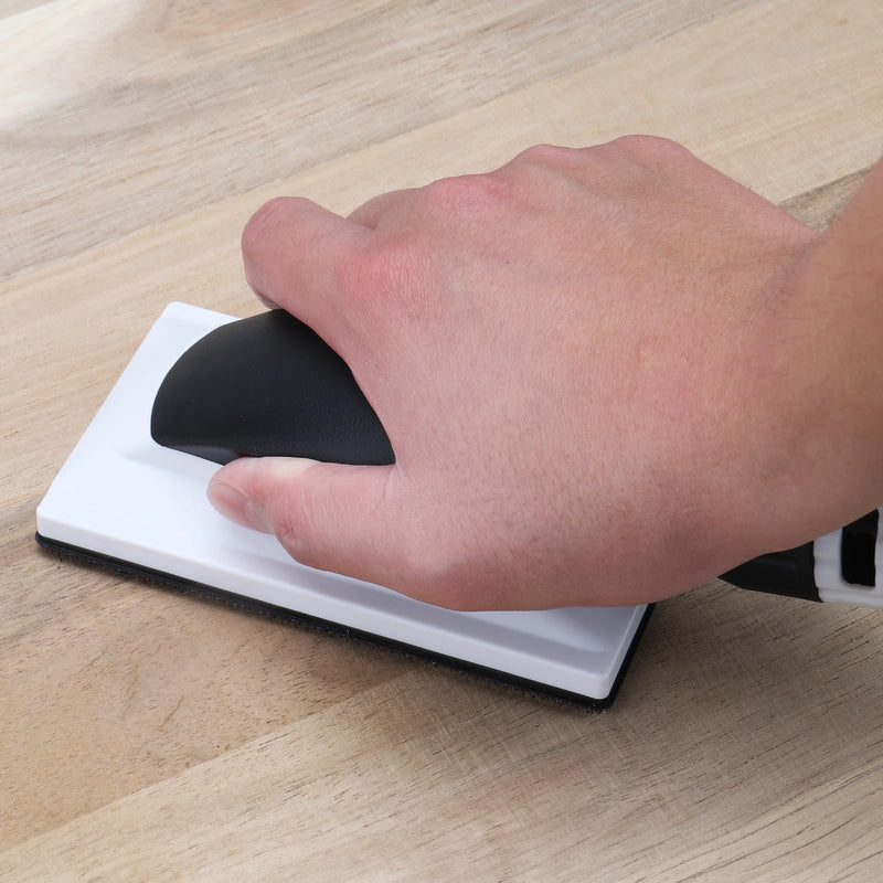 Shineboc Sanding Block Handy with Grip and Suction for 70x125mm Sanding Strips, for Hand Sanding Filler Plaster Wood Dust-Free Sanding, Comes with 5 PCS of Mesh Sanding Sheets