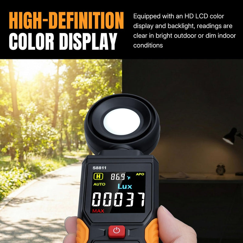 [AUSTRALIA] - Mcbazel Digital Light Meter with HD Color Screen, 270° Rotatable Head & Fast 8X/s Sampling – High-Precision Illuminance Meter (200,000 Lux/FC) for LED Grow Lights, Plants, Photography & Lumen Testing 