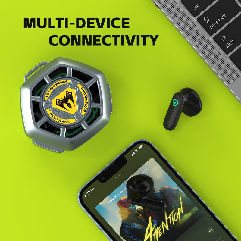 ANCwear Mecha LED Wireless Earbuds with Spin-Activated Light-Up Case | Bluetooth 5.3 earbuds with 13mm drivers, DIY stickers and USB-C charging for music, videos, calls, travel and everyday use Crimson