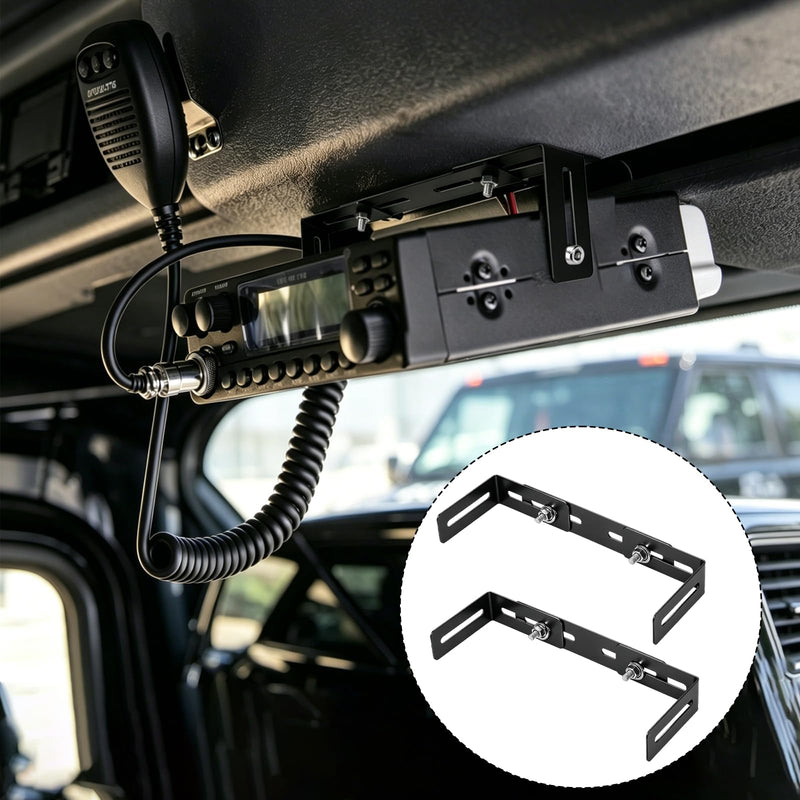 Adjustable Universal Mounting Bracket for CB Ham Radio | Transceivers & Scanners, Width Adjustable 6 to 10 Inch, Radio Mount Hardware Included, 2 Sets