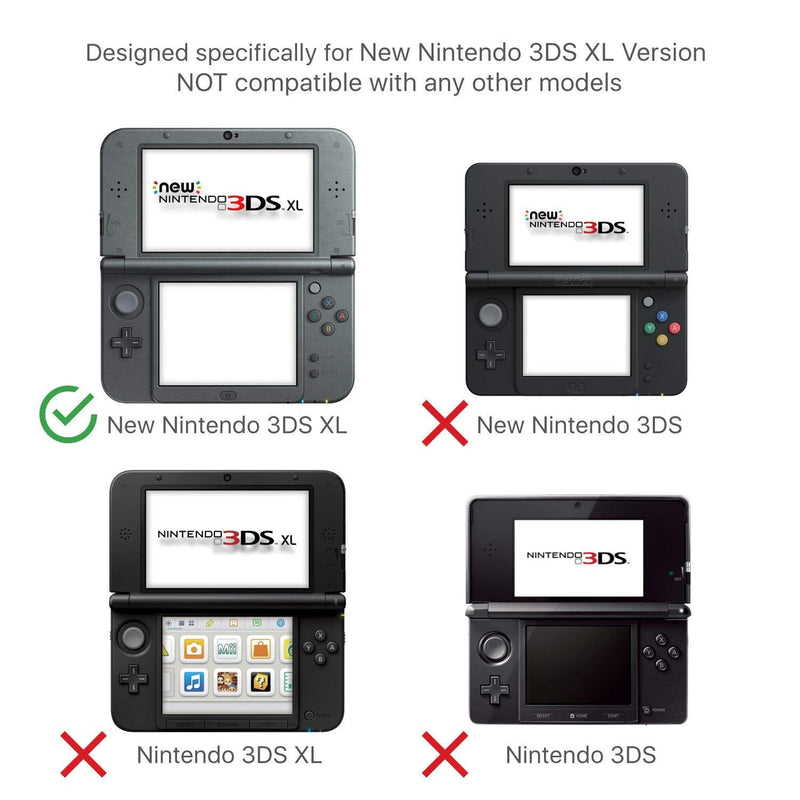 New 3DS XL Case - Ultra Clear Crystal Transparent Hard Shell Protective Case Cover Skin for New 2015 Nintendo 3DS XL LL - [New Modified Hinge-Less Design]