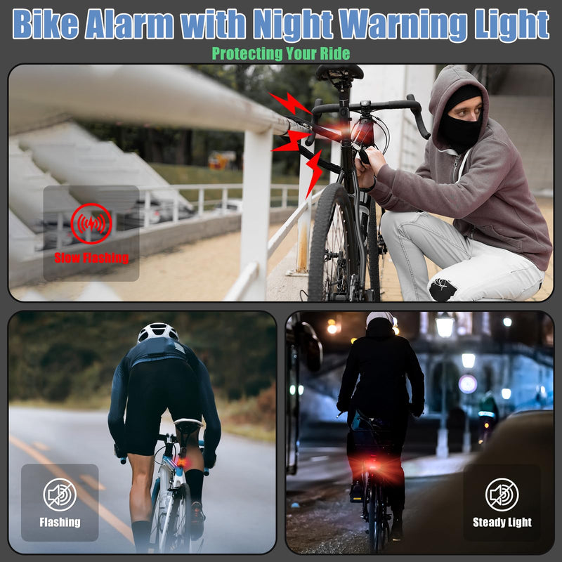 Wireless Remote Bike Alarm with Warning Light, Anti-Theft Alarm Vibration Motion Sensor, Loud Sound 120dB, IP65 Waterproof for Scooter Motorcycle Golf Car Trailer Garage Ebike Bike Alarm with Remote 1 Pack