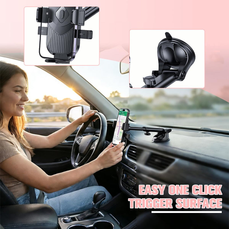 Mandark Car Phone Holder, 360 Degree Rotation Suction Cup Dashboard Vent Mobile Phone Mount Cradle, Auto Interior Dash Windshield Cellphone Stand, Suitable for Most Smartphones (Black) Black