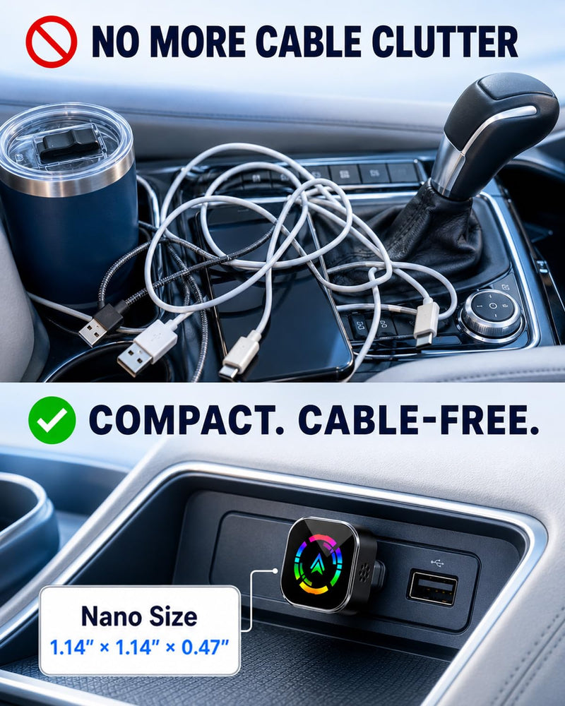 Wireless Carplay Adapter for iPhone 2026 Upgrade & Android Auto, USB C | Mini Adapter-Converts Wired CarPlay to Wireless, Plug & Play, Low Latency, Stable Connection,Compatible with 2016+ Cars