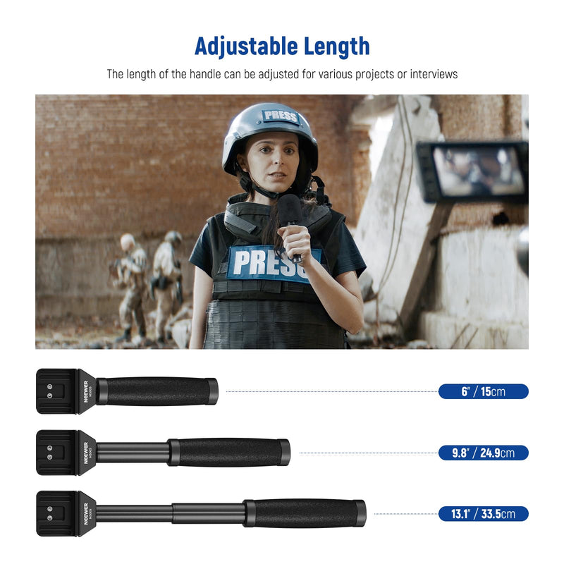 NEEWER 13"/33cm Telescopic Lavalier Microphone Handheld with Anti Off Cold Shoe Foam Windscreen Interview Mic Handle Compatible with Rode Wireless Go II DJI Mic CM31, MS005 MS005(33cm)