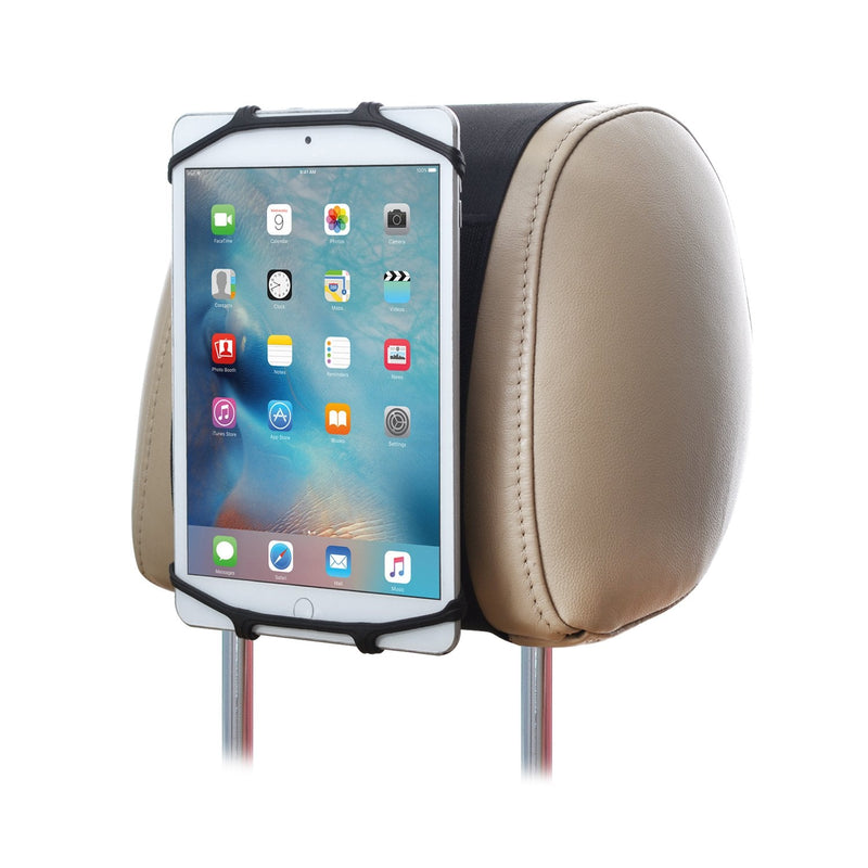 TFY Angle Adjustable Car Headrest Mount Silicon Holder for Tablets | Material: Silicone | Holding Net | Glare reduction | Comfortable grip | Doubles as stand | Detachable design