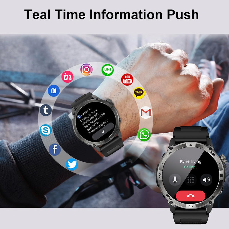 Smart Watch for Men Women, Fitness Tracker with GPS and Compass, 1.43" AMOLED Screen Fitness Watches with Altitude, Air Pressure, Female Cycle, IP68 Outdoor Watch for Android/iOS