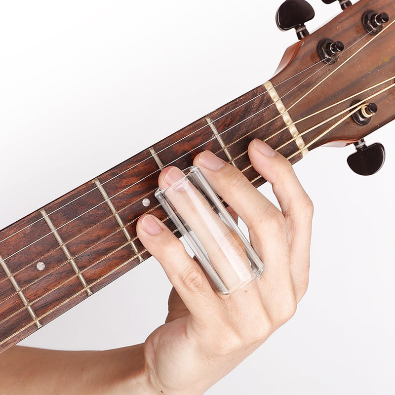 [AUSTRALIA] - Multisize Glass Guitar Slide for Electric and Acoustic, 8pcs Guitar Slides Includes Extra Large, Large, Small, Medium Sizes, Ideal for Resonator, Knuckle, and Tube Playing multisize clear 