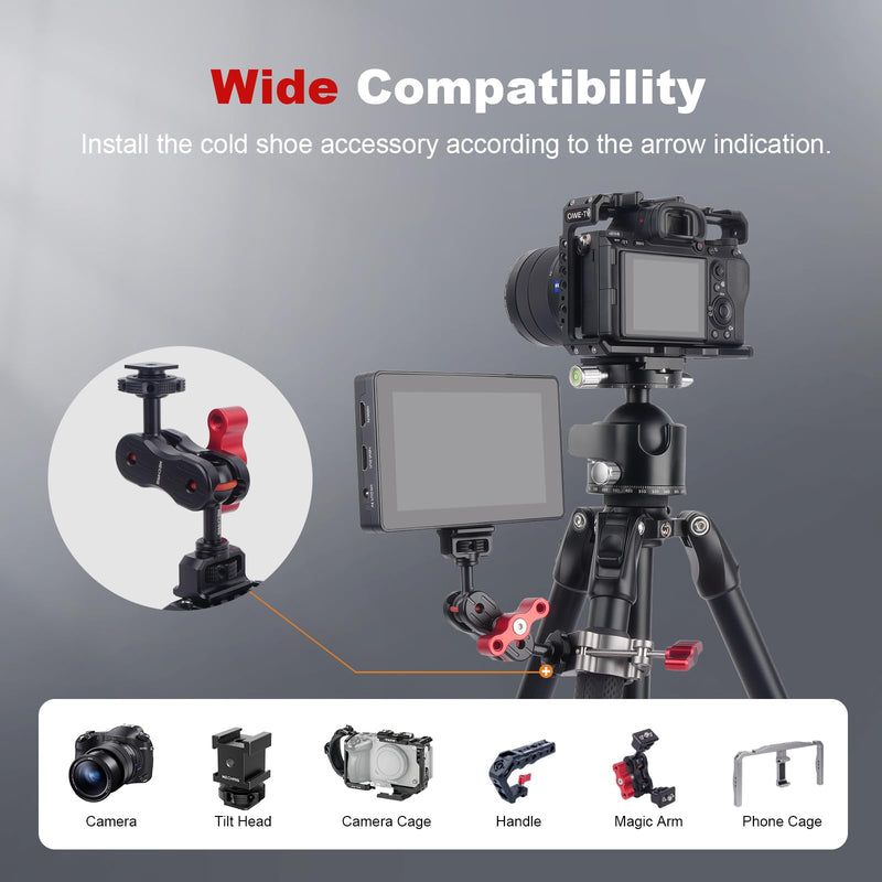 [AUSTRALIA] - 20mm Ball Head Hot Shoe Adapter for Camera Magic Arm, CNC Aluminum Alloy Quick Release Mount with Anti-Slip Ring for DSLR Rig/Gimbal Handle/Riding Filming(62008 Hot Shoe Mount Ball Head) 62008 