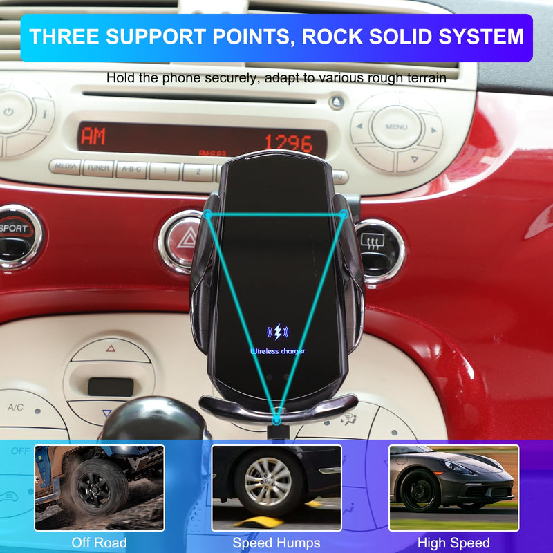 Car Center Console Cell Phone Holder Compatible with Fiat 500 2016-2023 Center Console Air Vent Under Phone Holder Adjustable 360 Rotation Vent Clip Fits for All Smartphones (Style D) Style D