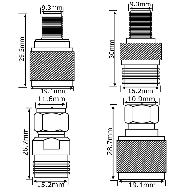 onelinkmore N to F Connect to Coax Cable N to F RF Coax Coaxial Adapter Kits N Male Female to F Male Female Straight Nickel-Plated TV Coax Adapter Connector Pack of 4