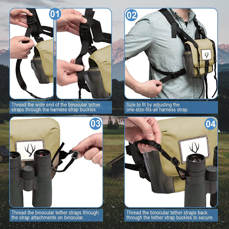 Binocular Harness Chest Pack, Binoculars Harness and Case, Binocular Accessories, Adjustable Bino Harness