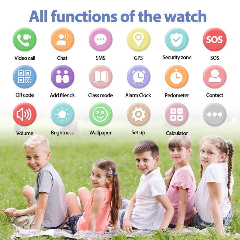 Smart Watch for kids-4g GPS Kids Phone Watch | Game Camera Pedometer Alarm Clock-Kids Watches for Girls Boys 4-12 Age Gifts Blue