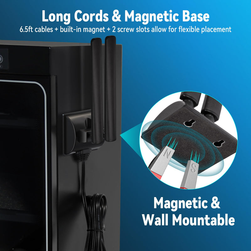 Eightwood WiFi 6E Antenna, Tri-Band 2.4GHz 5GHz 6GHz, RP-SMA Connector | Magnetic Base WiFi Antenna for Desktop PC Computer PCI-E 6E Bluetooth Card, Gaming Motherboard, Wireless Router