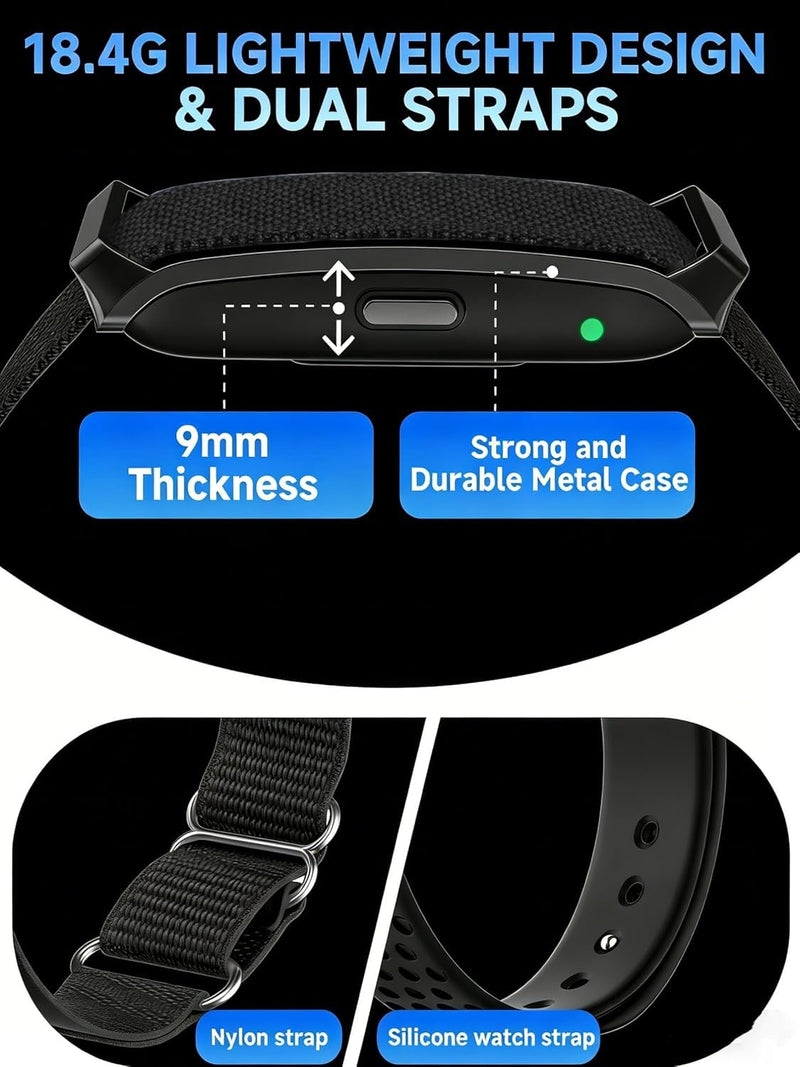 Smart Bracelet, Health Activity Fitness Trackers, Screenless Smart Band | All-Day Continuous Heart Rate/Blood Pressure Monitor, Sleep Tracker, 170+ Sport Modes, Smart Bracelet for Men with Free APP
