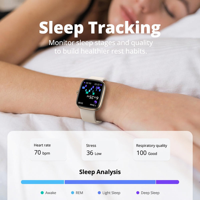 Smart Watch for Women, 1.83" HD Touchscreen Fitness Tracker, Bluetooth Calling, 110+ Sports Modes, Heart Rate SpO2 Sleep Monitor, DIY Dial, IP67 Waterproof, Compatible with Android & iOS Gold