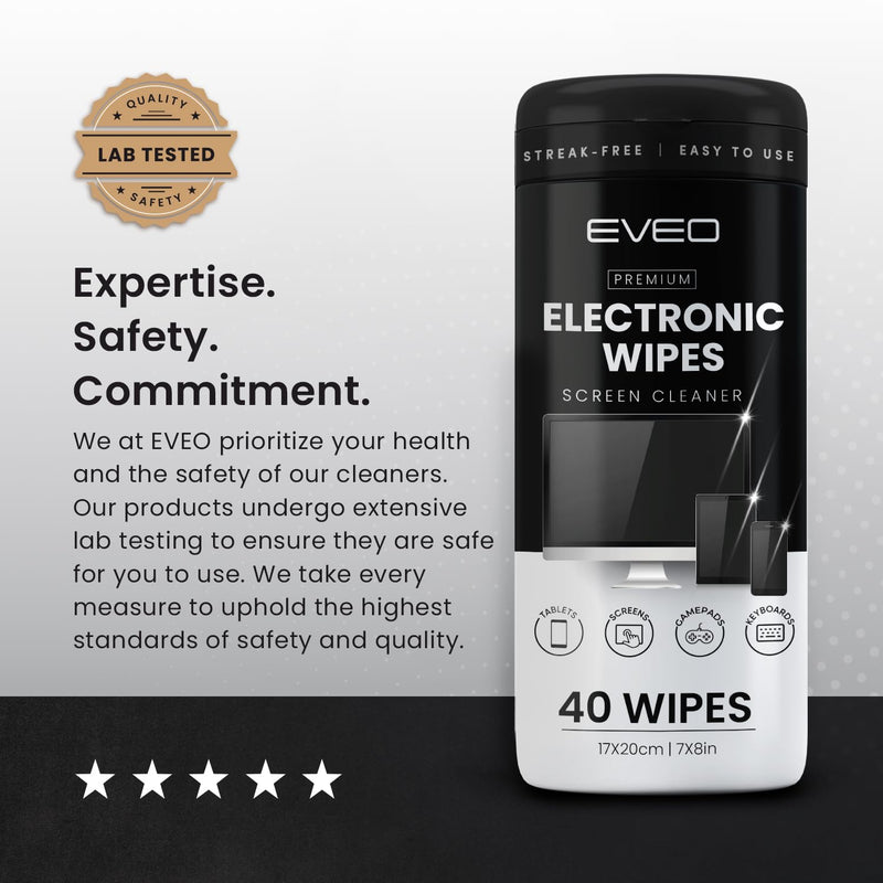 Electronic Wipes Screen Cleaner Streak-Free [2 Pack x40] Computer Screen Wipes, TV Screen Cleaner Wipes, Monitor Wipes for Smart TV, Laptop, iPhone, ipad and more - [Microfiber Cloth + 80 Wipes] 3 Piece Set