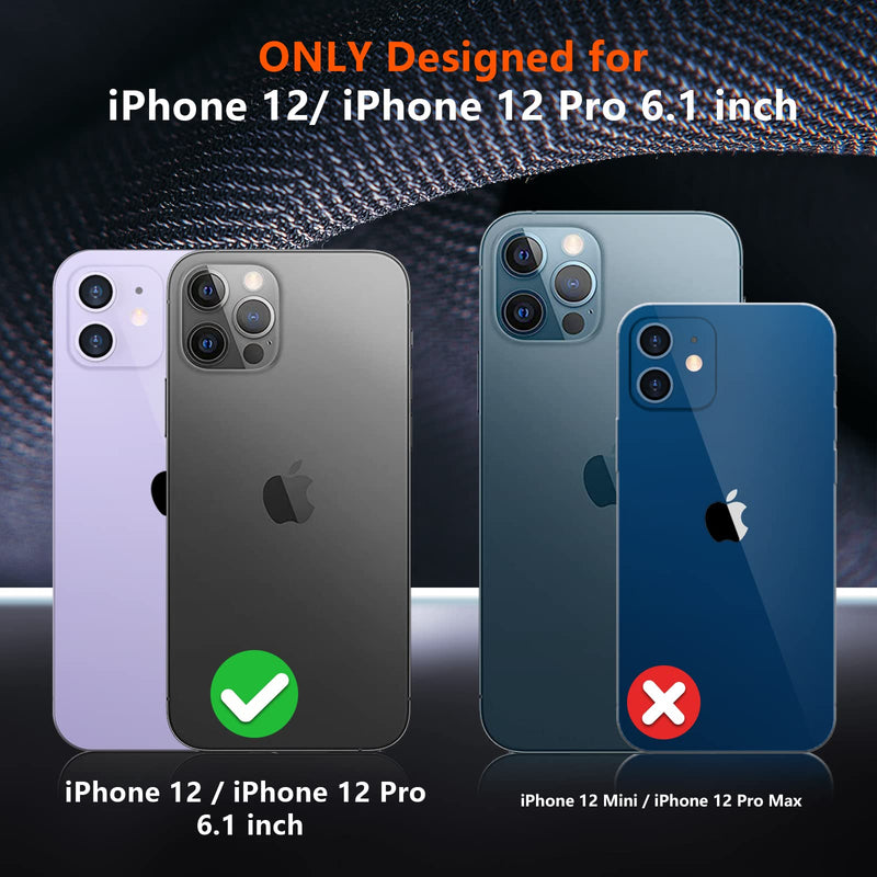 SPIDERCASE Designed for iPhone 12 Case/iPhone 12 Pro Case, [10 FT Military Grade Drop Protection] [with 2 pcs Tempered Glass Screen Protector] Protective Cover for iPhone 12/12 Pro (Black) Black