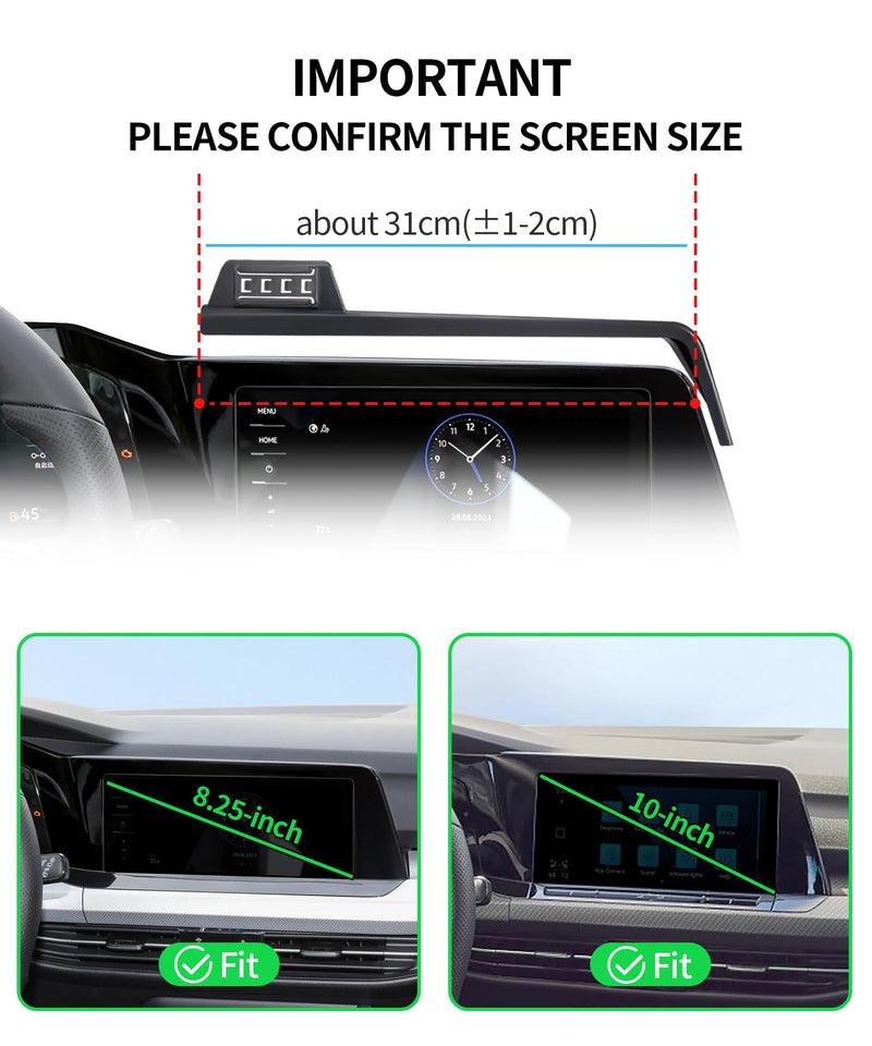 Car Phone Holder for Volkswagen Golf GTI/ Golf R 2022-2024, 8.25/10" Screen | VW Magsafe Accessories Magnetic Cell Phone Mount Clip Compatible with iPhone, 3D fit Stable Dashboard Navigation Bracket for 2022-2024 Golf/Golf GTI/Golf R