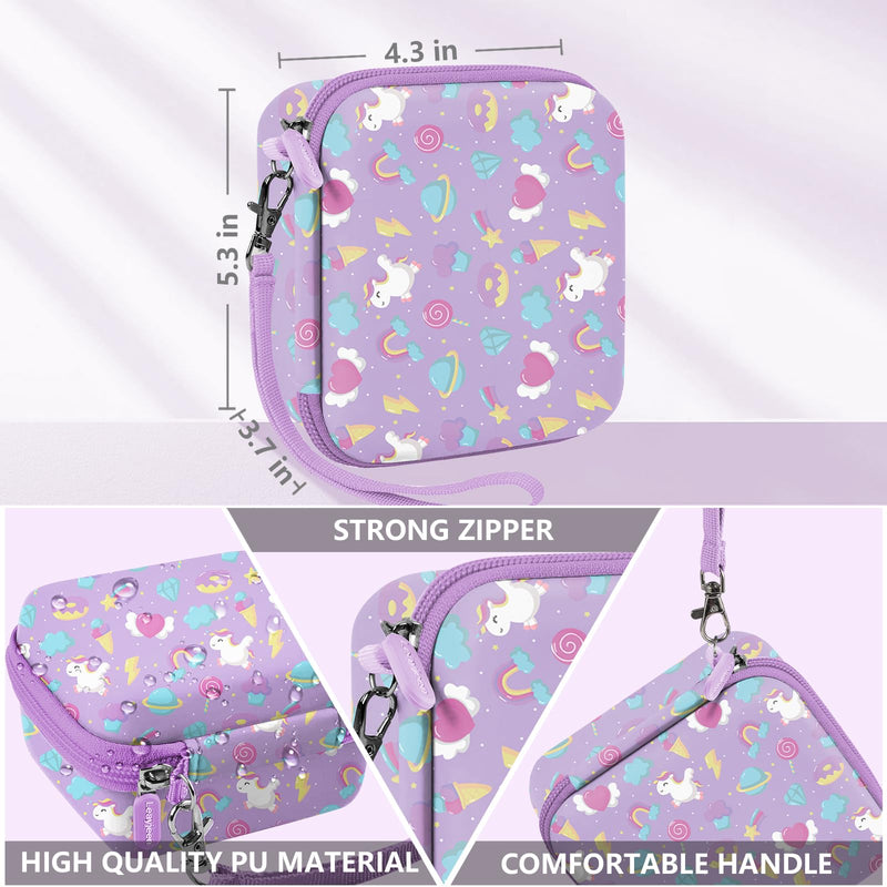 Leayjeen Kids Camera Case Compatible with ESOXOFFORE/Dylanto/GKTZ/HiMont/CAMCLID Kids Camera Instant Print for Holiday Gifts and Birthday Gifts for Kids 3-12 Years Old - Pink Unicorn (Case Only) Purple