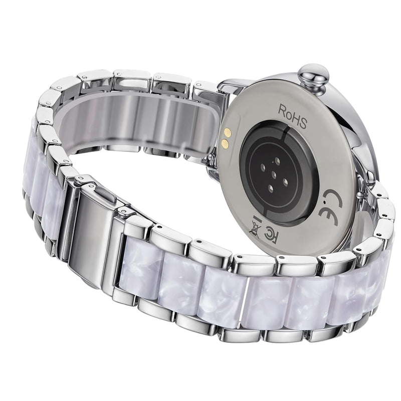 Smart Watch for Women, 1.2" Display 100+ Sports, IP68 Waterproof | Fitness Tracker with Heart Rate, Sleep & Female Cycle, Adjustable Fit, iOS & Android Compatible, W01-Silver