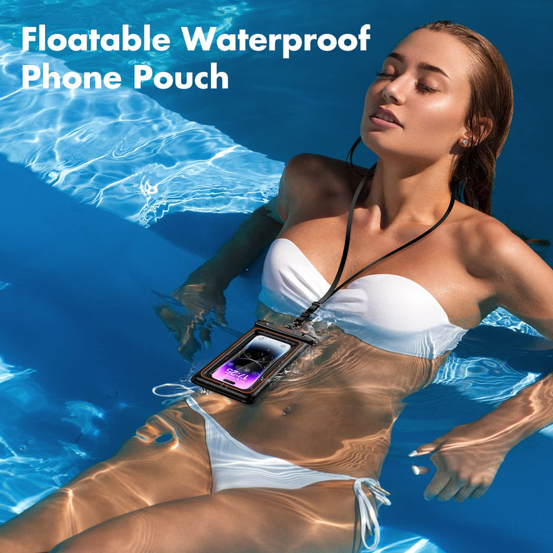 UNBREAKcable Waterproof Phone Pouch 2 Pack - IPX8 Floating Waterproof Phone Case Dry Bag for iPhone 15 14 Pro 13 13 Pro Max 12 11 XR XS SE 2022/2020, Samsung S24 S23 S22 S21 FE, Up to 7.0 inch- Black