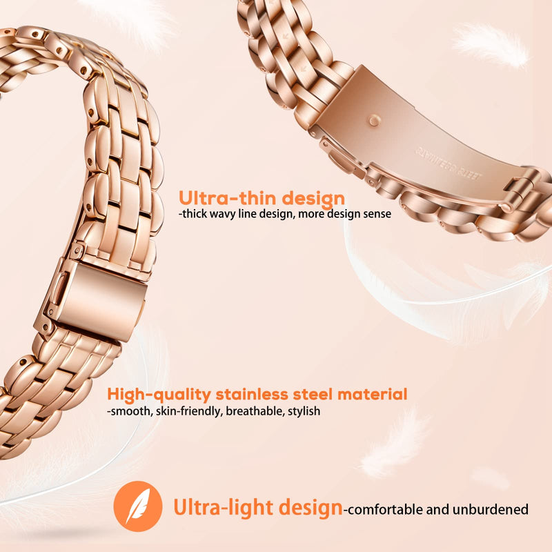 Watch Bands Compatible with Apple Watch Band 38mm 40mm 41mm 42mm 44mm 45mm Iwatch SE Series 8/7/6/5/4/3/2/1 Women Dressy Jewelry Stainless Steel Wristband Chain Strap Link 41mm 40mm 38mm Rose Gold