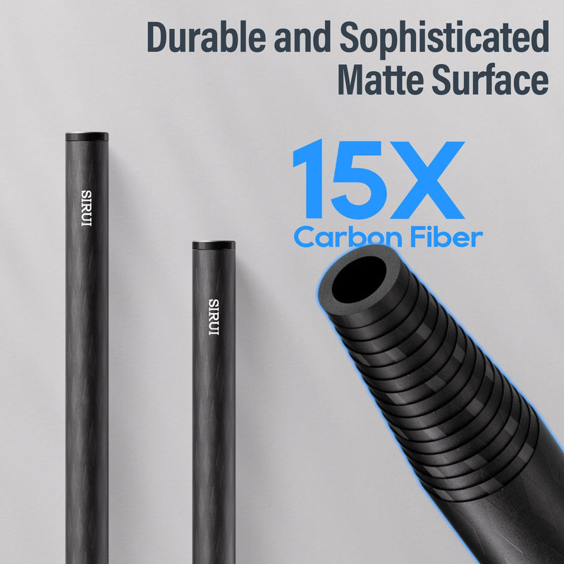 SIRUI 15mm Carbon Fiber Rod, Universal 12"/30cm Camera Rail Rods for 15mm Rod Rail Support System, Follow Focus, Should Rig, AM-CR300, Pack of 2