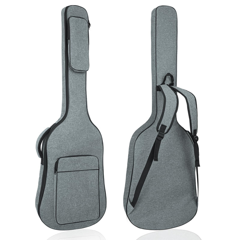 MUZNOTE Bass Guitar Case, Bass Guitar Gig Bag Backpack Electric Bass Guitar Bag Soft 0.45 inch Padding Lightweight with Pockets (Grey) Bass Guitar Bag-10mm