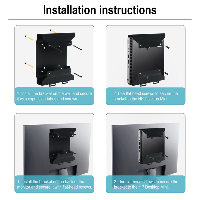 Mini PC VESA Mount Compatible with HP Desktop Mini, HPProDeskMini,EliteDeskMini, Wall VESA and Under Desk Mount for HPPro Mini 260 400,HPProDesk 400 405 600,HPEliteDesk 705 800 805 and More,1 Pack 1